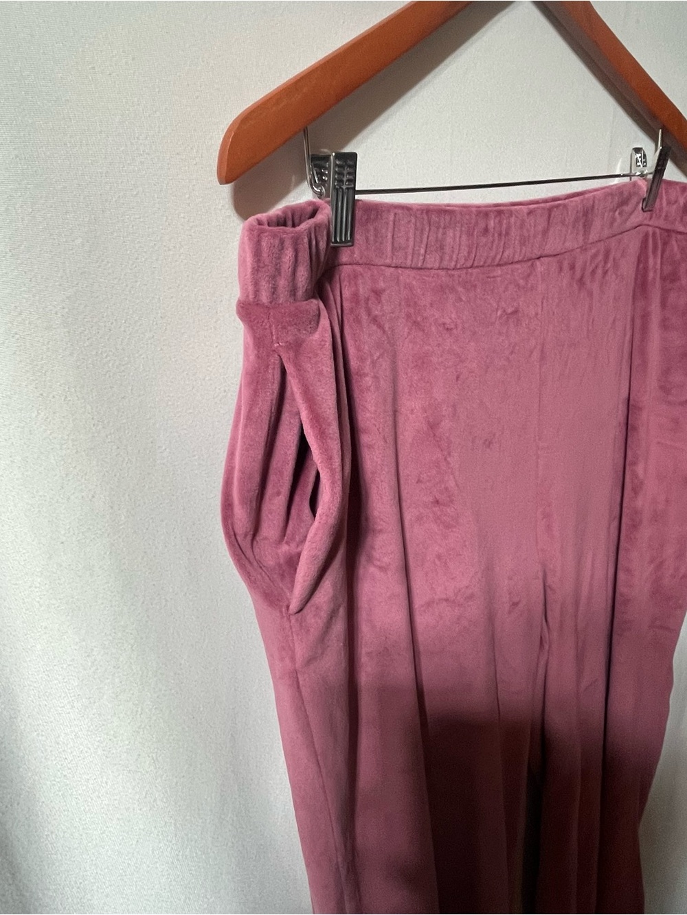 GAP XL Dusty Rose Velour Lounge Pants Wide Leg Soft Comfy Pockets - Picture 4 of 9